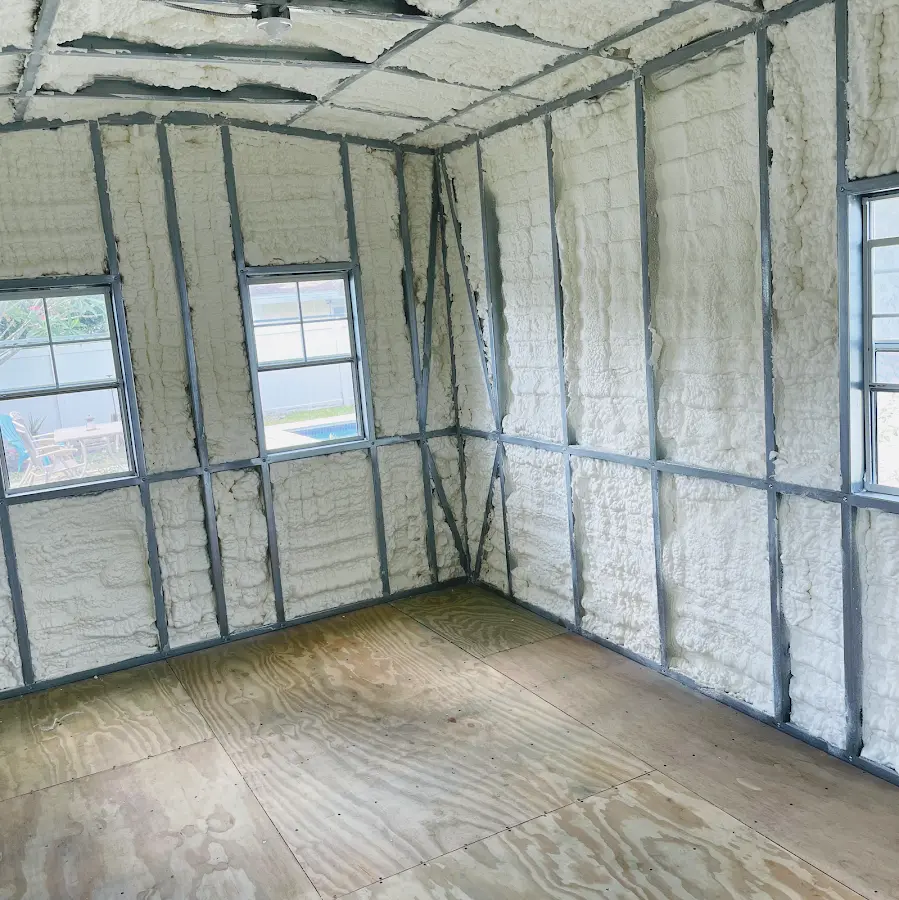 Closed-cell spray foam insulation applied to wall cavities in a residential project in Diamond Springs